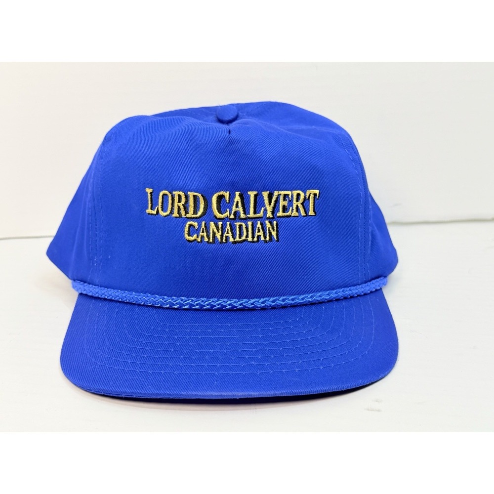 Vintage Lord Calvert Canadian Whiskey Snapback Hat Blue Rope Promo Cap USA